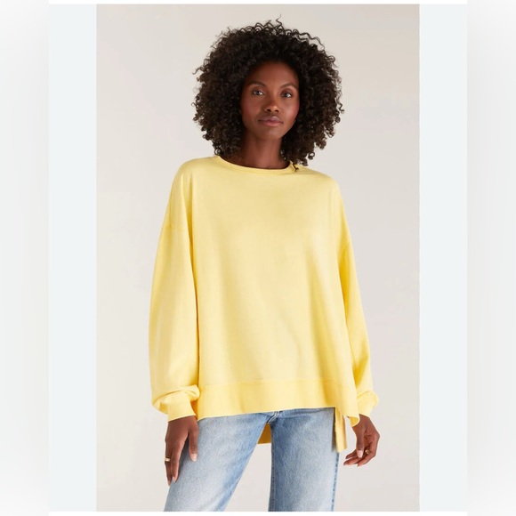 Z SUPPLY - pineapple yellow oversized SWEATSHIRT  Small new no tags weekender - Picture 1 of 3